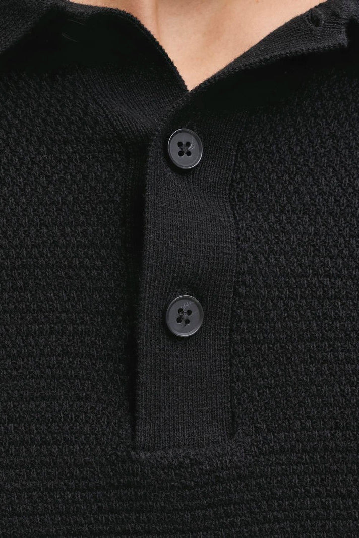Jack & Jones Goerge Relaxed Fit Knit Polo Black - Image 7