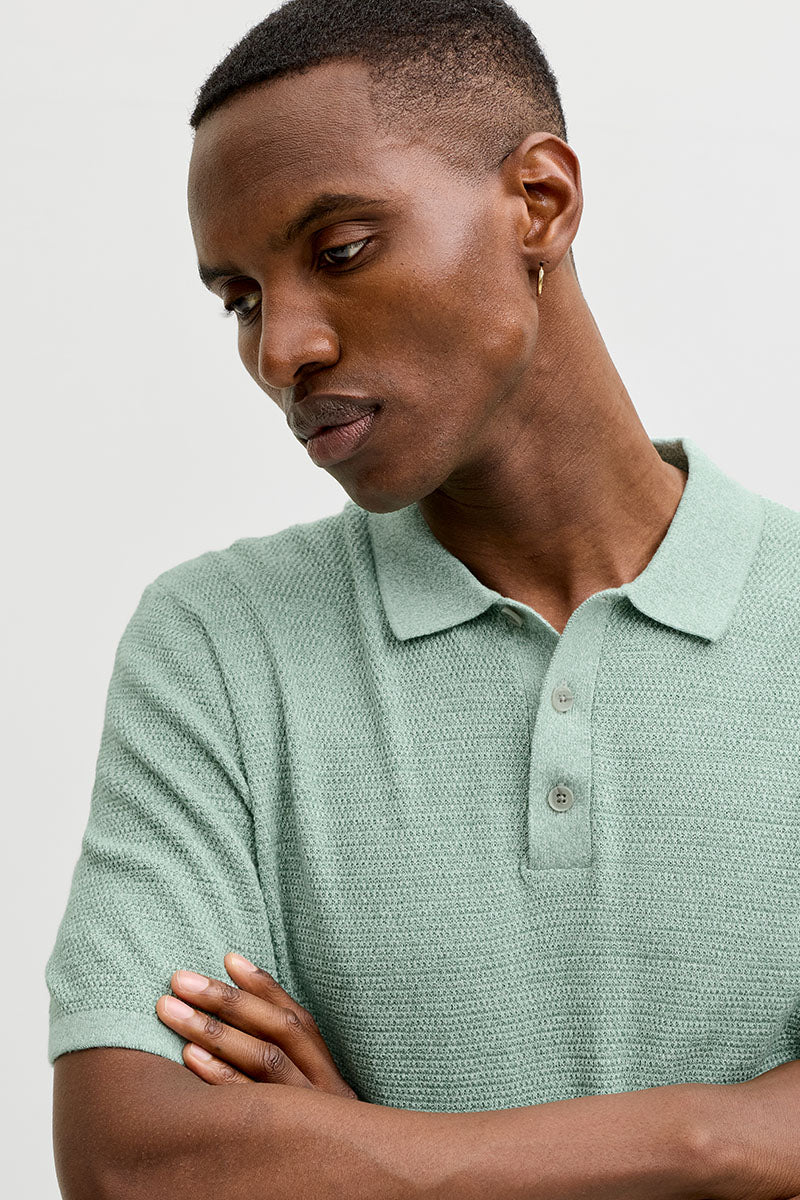 Jack & Jones Goerge Relaxed Fit Knit Polo Granite Green - Image 3