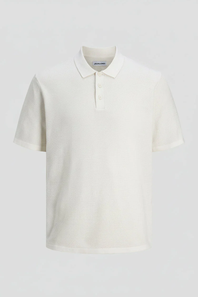 Jack & Jones Goerge Relaxed Fit Knit Polo Cloud Dancer - Image 5