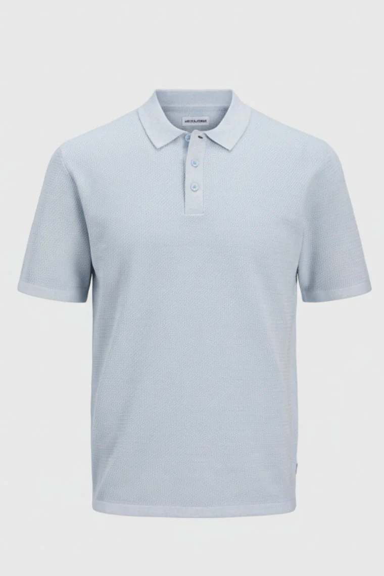 Jack & Jones Goerge Relaxed Fit Knit Polo Chambray Blue - Image 7
