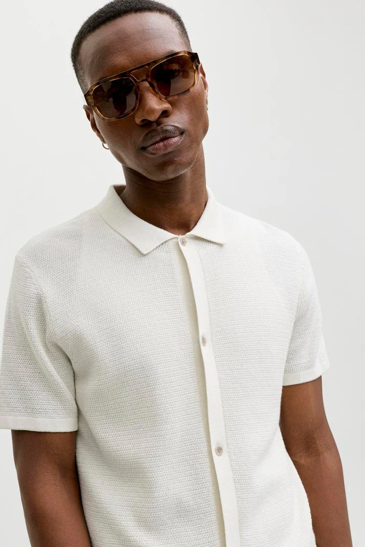 Jack & Jones George Knit Shirt SS Cloud Dancer - Image 4