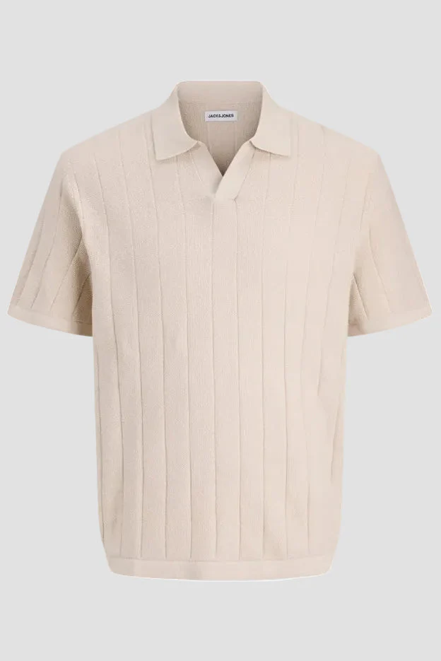 Jack & Jones Bradley Knit Split Neck SS Moonbeam - Image 4