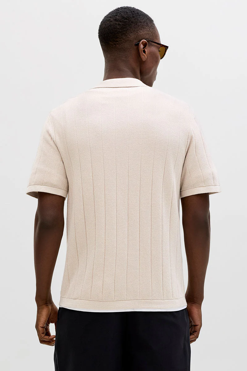 Jack & Jones Bradley Knit Split Neck SS Moonbeam - Image 6