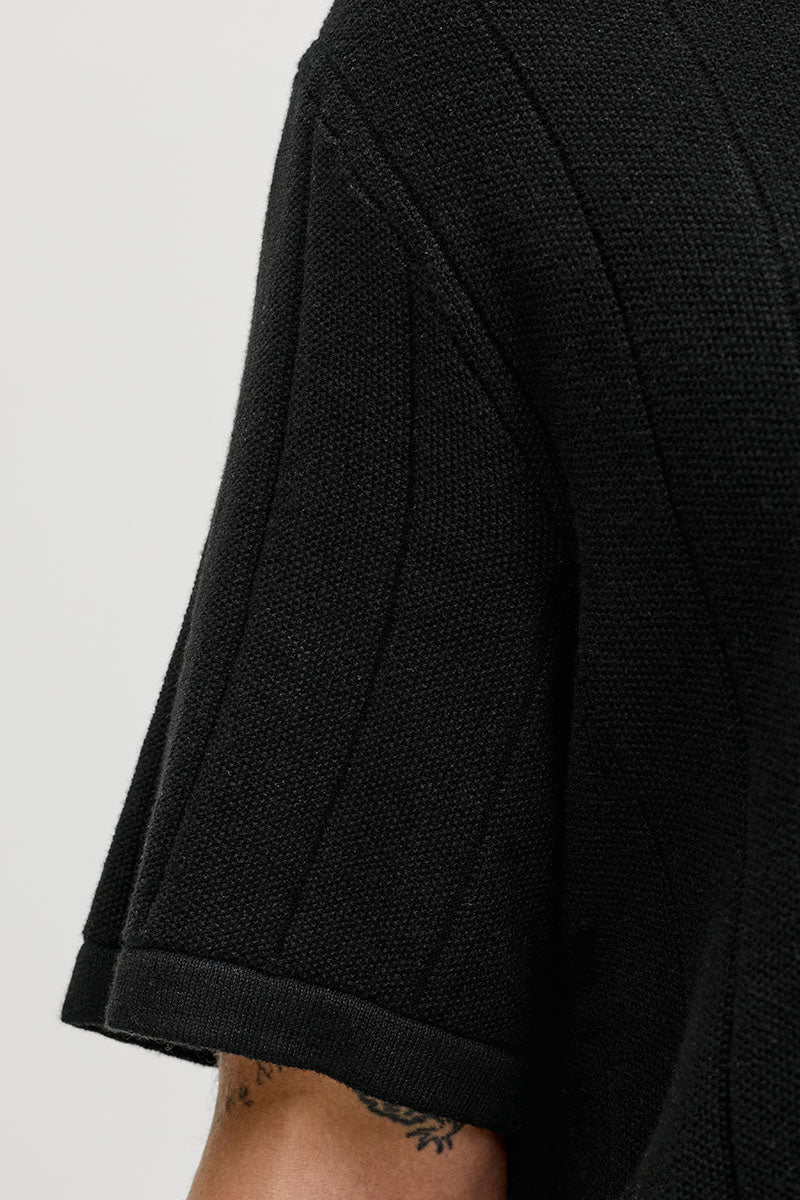 Jack & Jones Bradley Knit Split Neck SS Black - Image 3