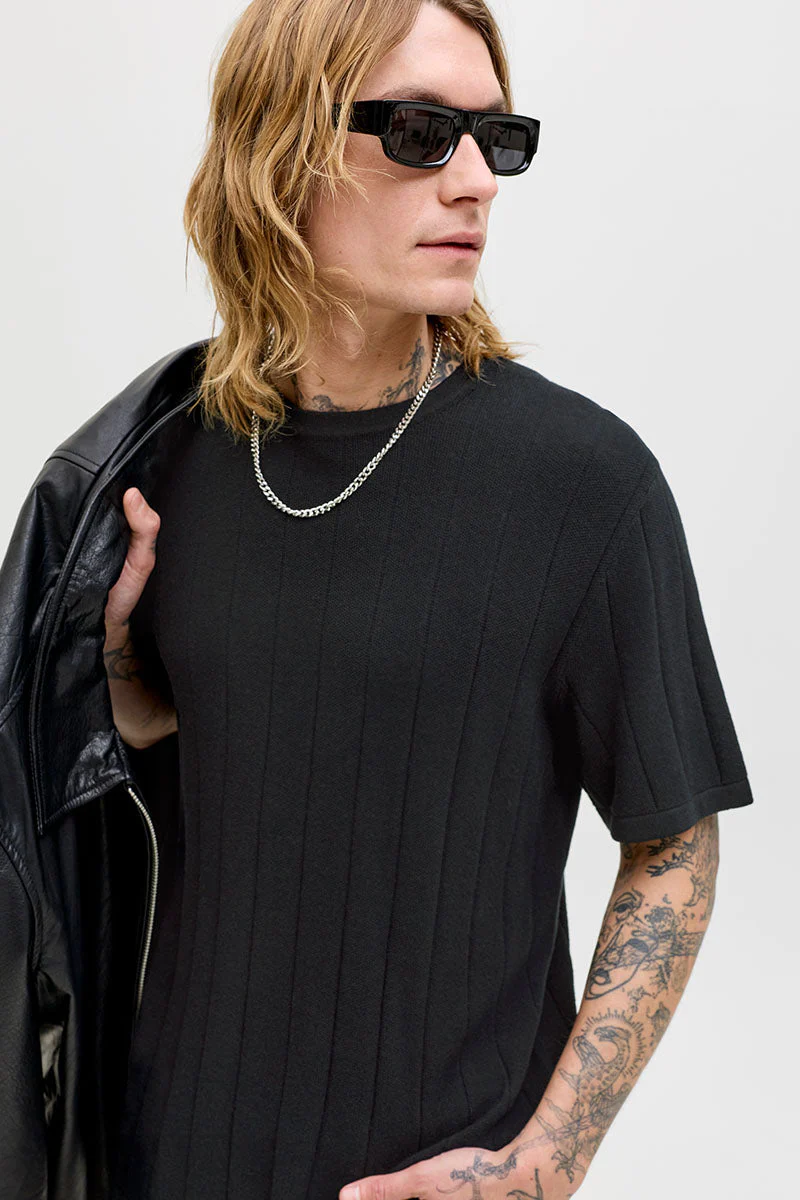 Jack & Jones Bradley Knit Tee SS Black - Image 3