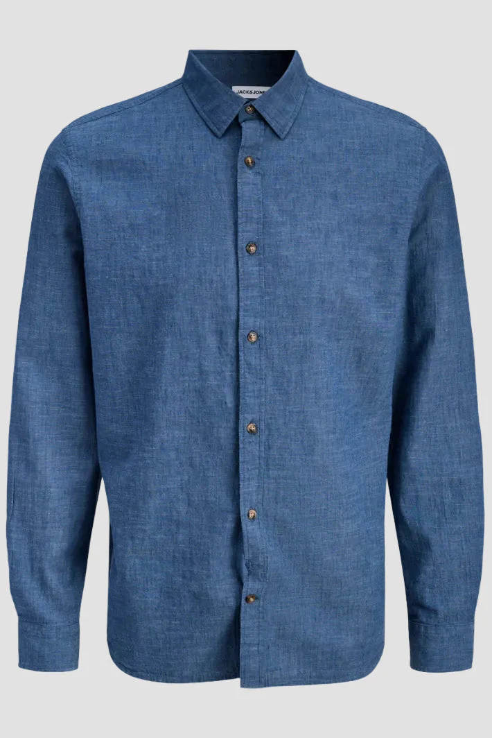 Jack & Jones Summer Shirt Linen Blend LS Navy Blazer - Image 4