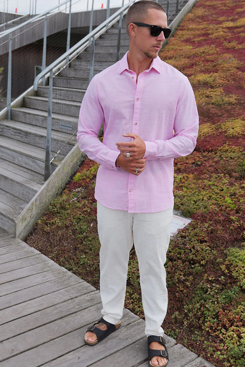 Jack & Jones Summer Shirt Linen Blend LS Prism Pink - Image 2
