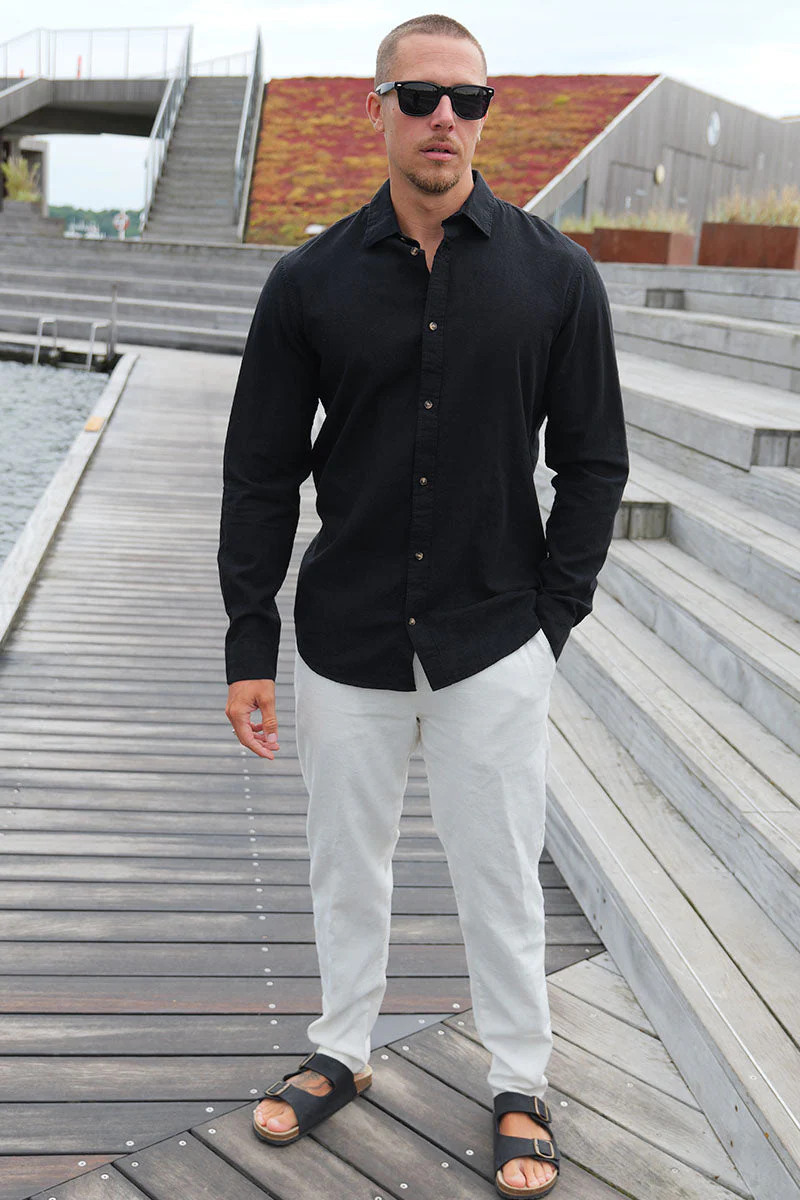 Jack & Jones Summer Shirt Linen Blend LS Black - Image 2