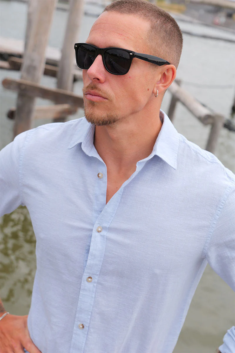 Jack & Jones Summer Shirt Linen Blend LS Celestial Blue - Image 3