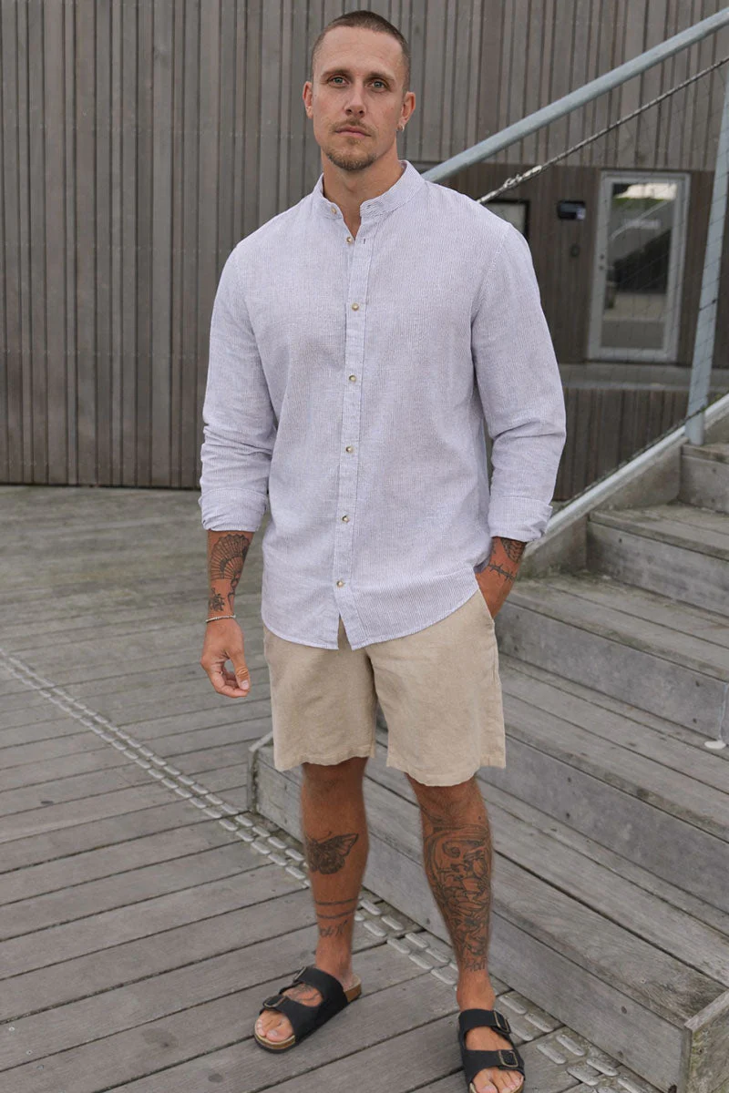 Jack & Jones Summer Shirt Linen Blend Band LS Crockery - Image 2