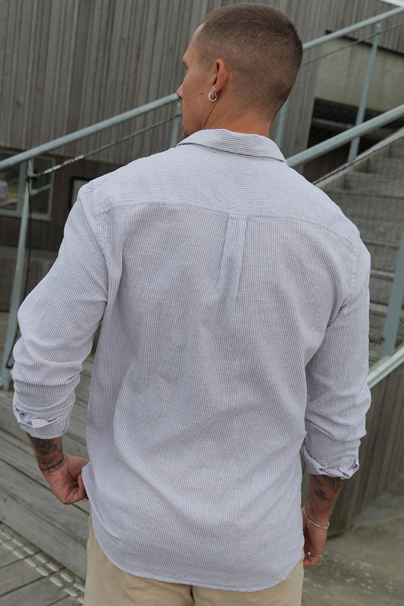 Jack & Jones Summer Shirt Linen Blend Band LS Crockery - Image 4