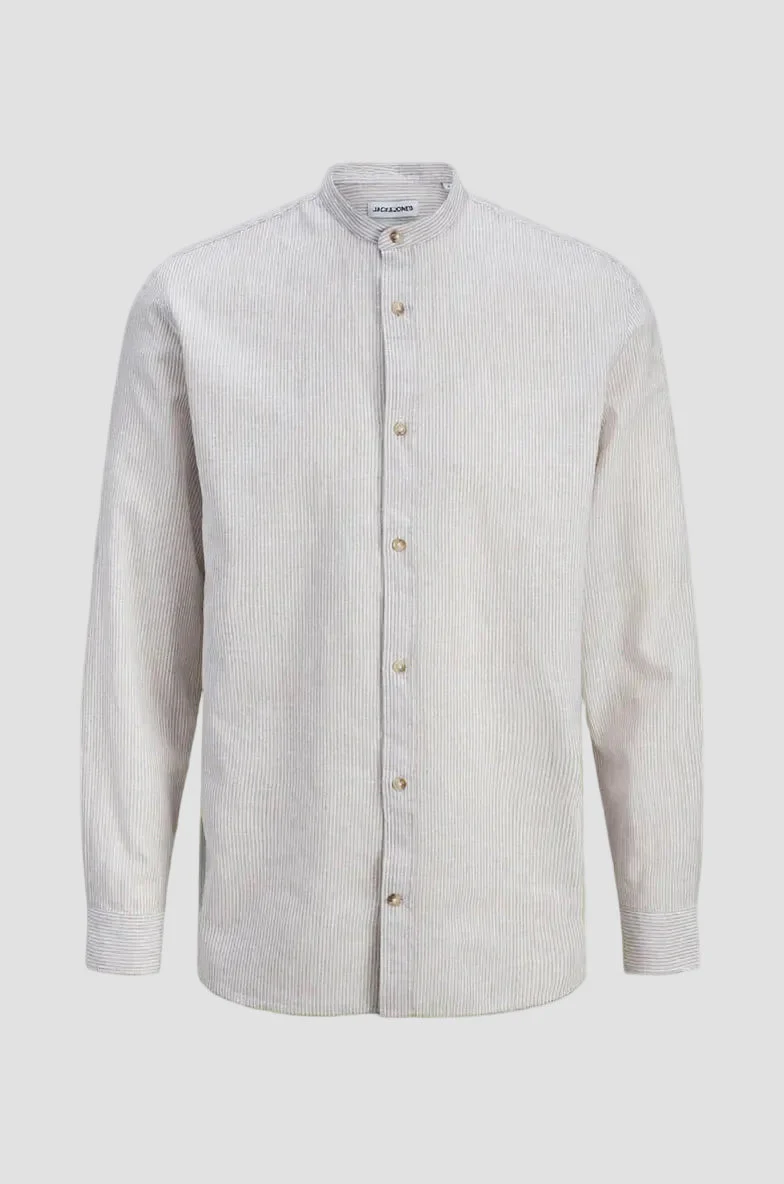 Jack & Jones Summer Shirt Linen Blend Band LS Crockery - Image 5