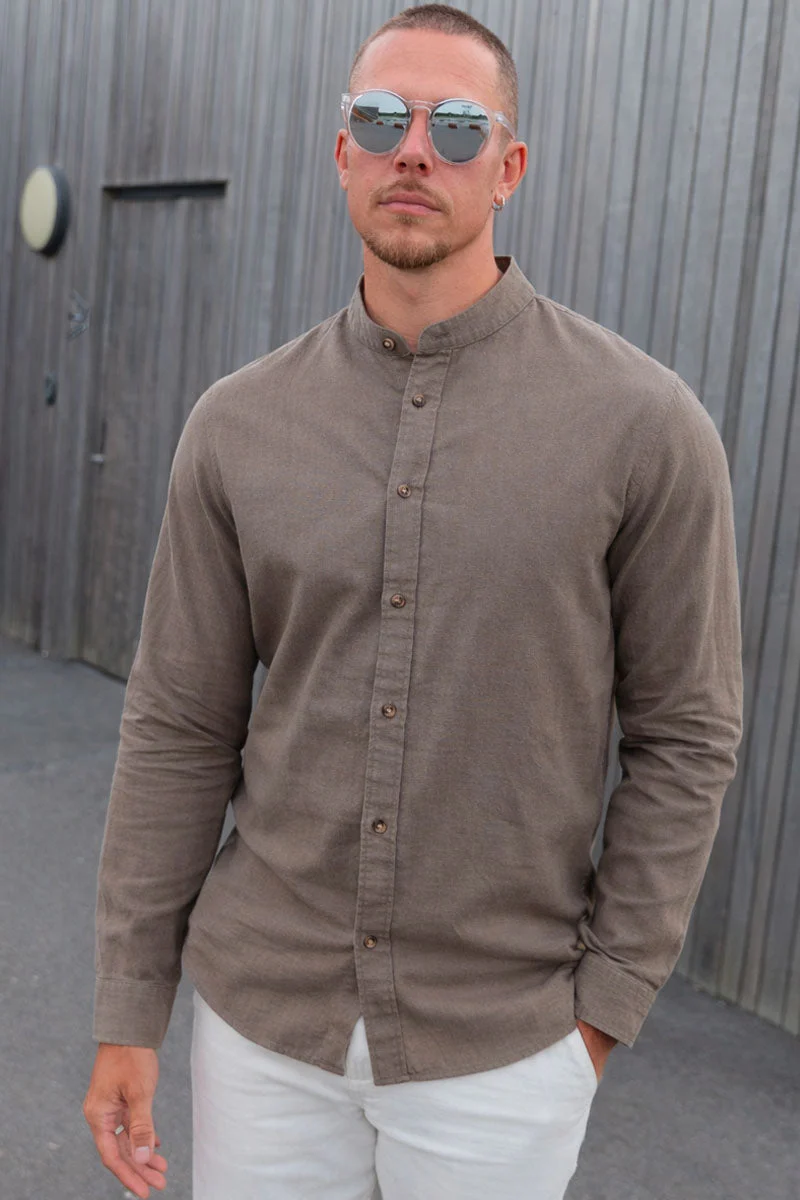 Jack & Jones Summer Shirt Linen Blend Band LS Falcon