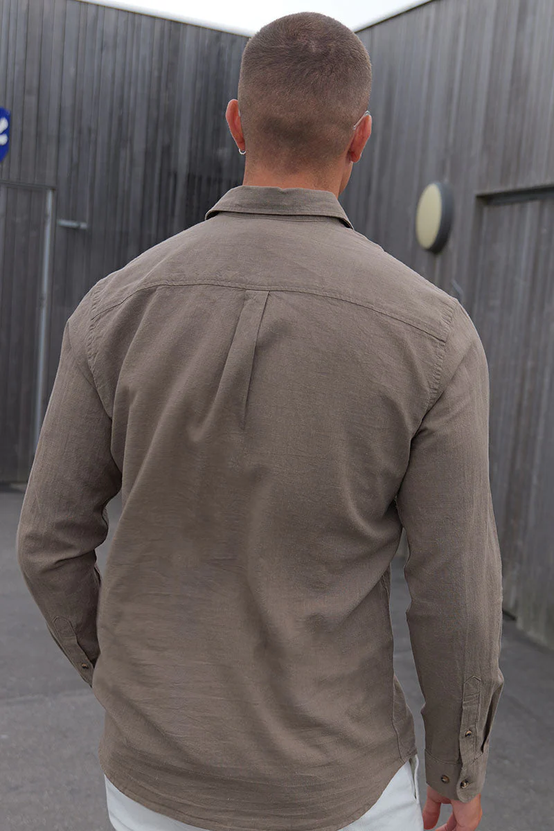 Jack & Jones Summer Shirt Linen Blend Band LS Falcon - Image 5