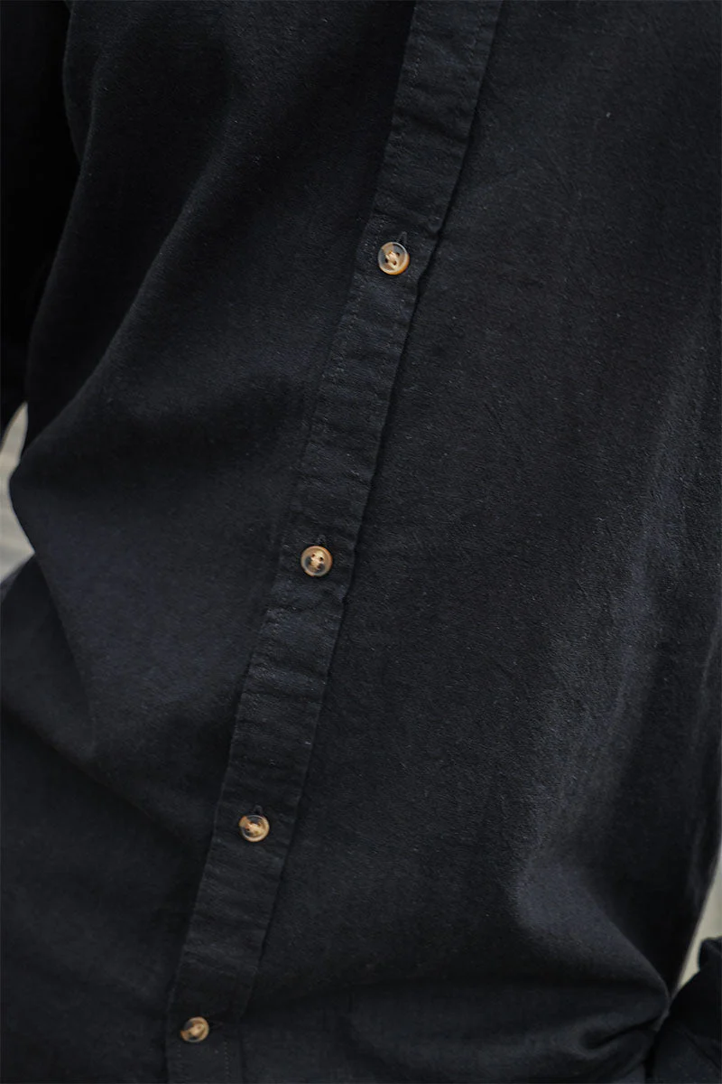 Jack & Jones Summer Shirt Linen Blend Band LS Black - Image 3