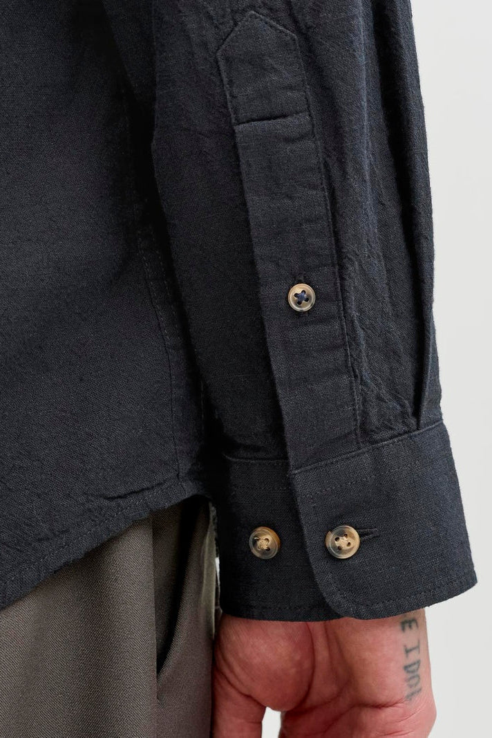 Jack & Jones Summer Shirt Linen Blend Band LS Black - Image 4