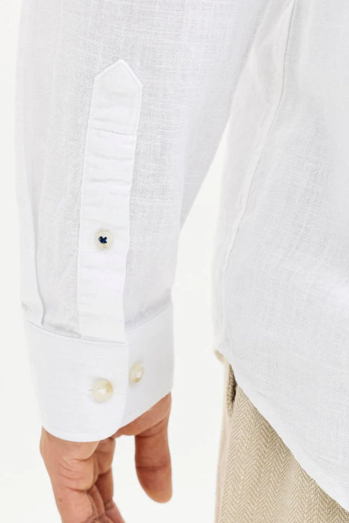 Jack & Jones Summer Linen Blend Tunic Shirt LS White - Image 5