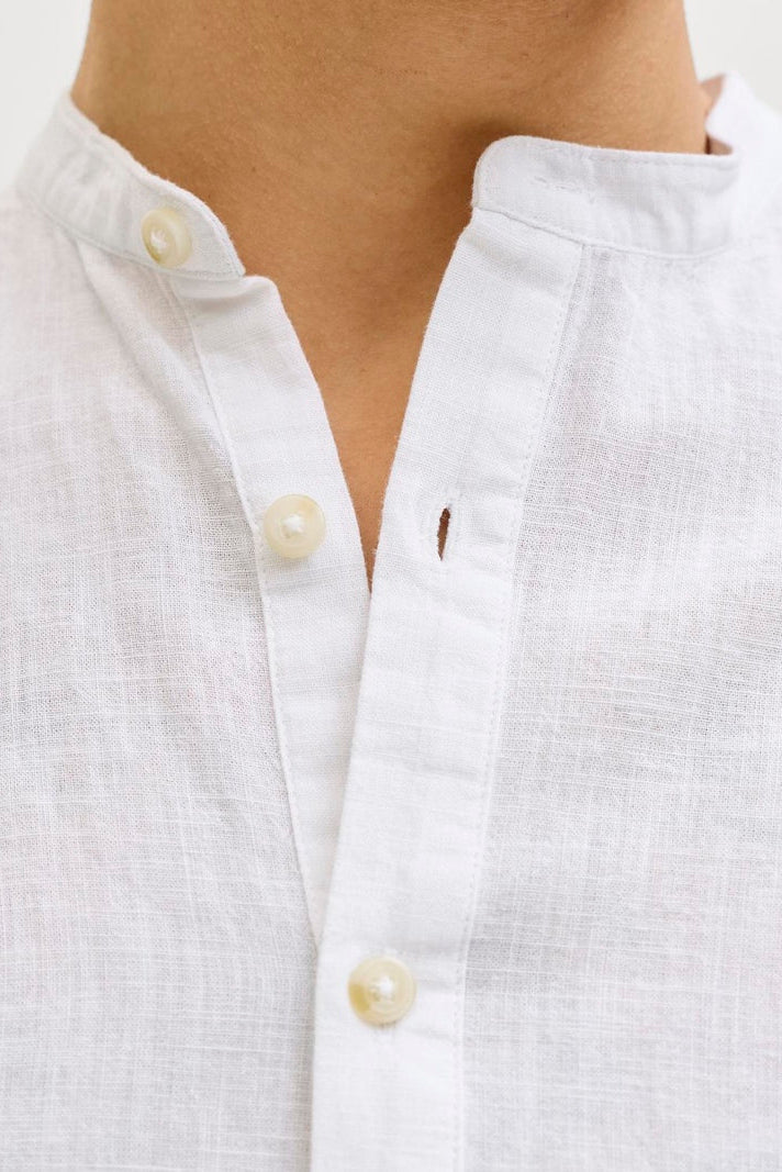 Jack & Jones Summer Linen Blend Tunic Shirt LS White - Image 6
