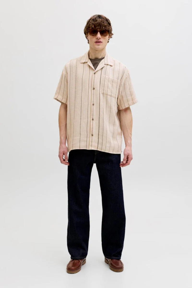 Jack & Jones Bradley Striped Resort Shirt SS Moonbeam - Image 2