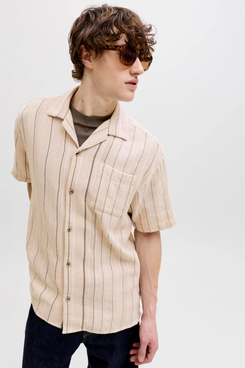 Jack & Jones Bradley Striped Resort Shirt SS Moonbeam - Image 4