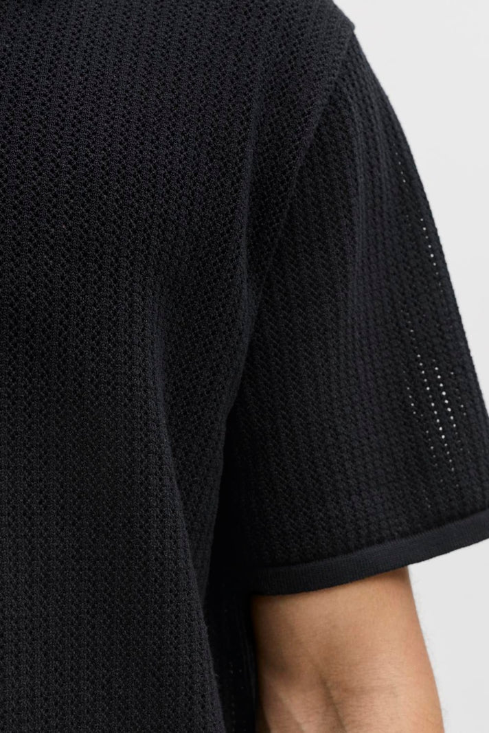 Jack & Jones Jerry Knit Split Neck Polo SS Black - Image 8