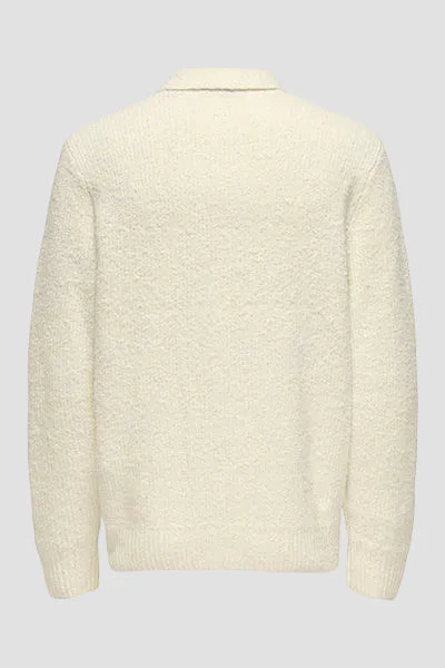 ONLY & SONS Dale Relaxed Fit Polo Knit Gardenia - Image 7