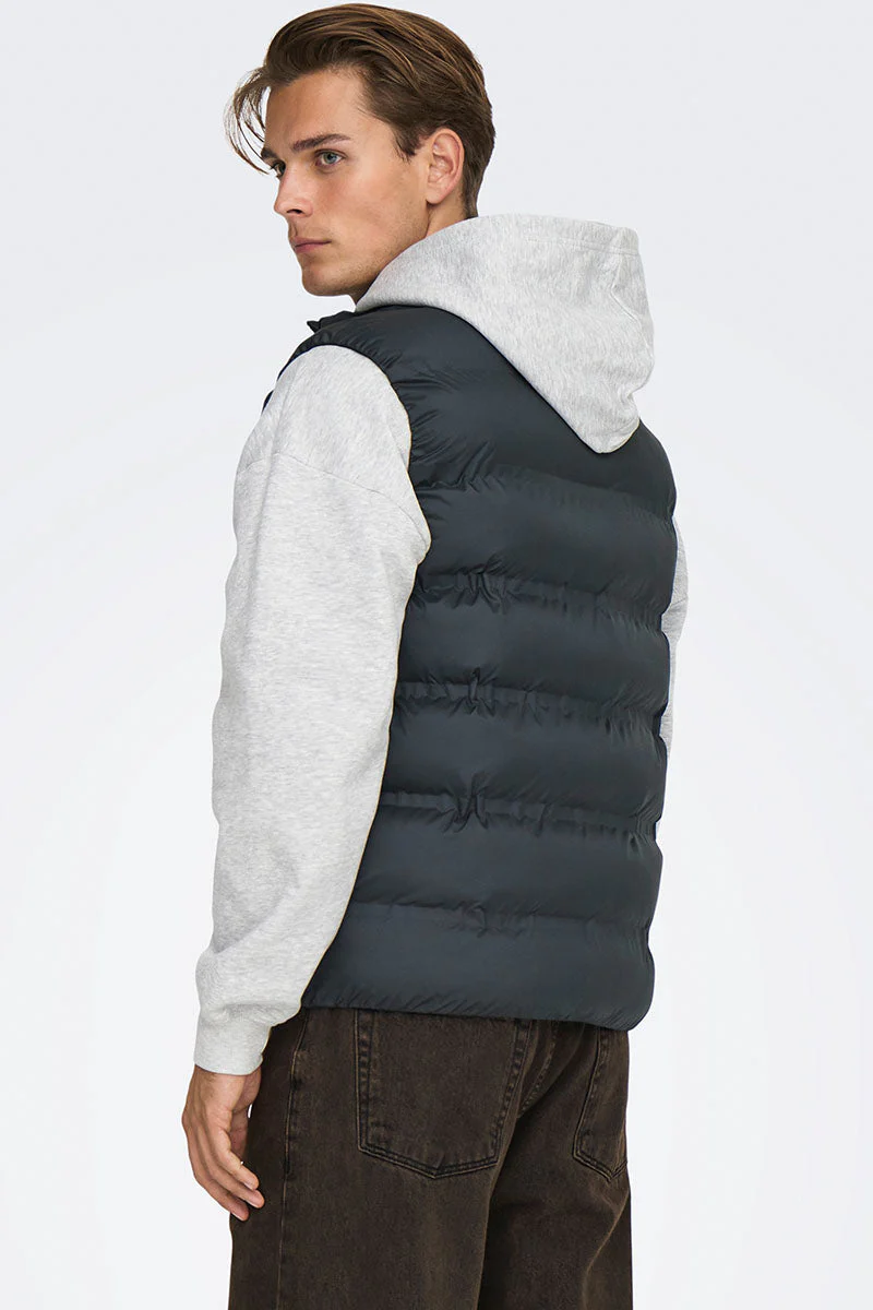 ONLY & SONS Union Seamless Puffer Vest Black - Image 6