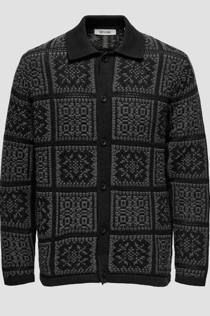 ONLY & SONS Bark Relaxed Fit Knit Shirt LS Black - Image 6