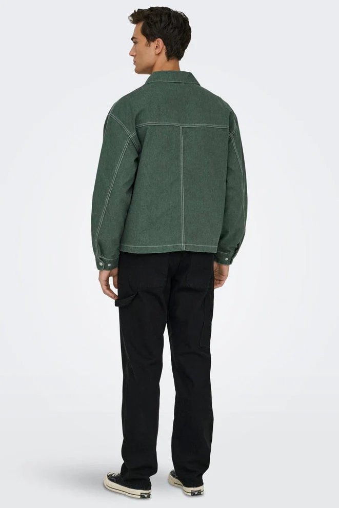 ONLY & SONS Zealand Zip Denim Jacket Castor Gray - Image 3