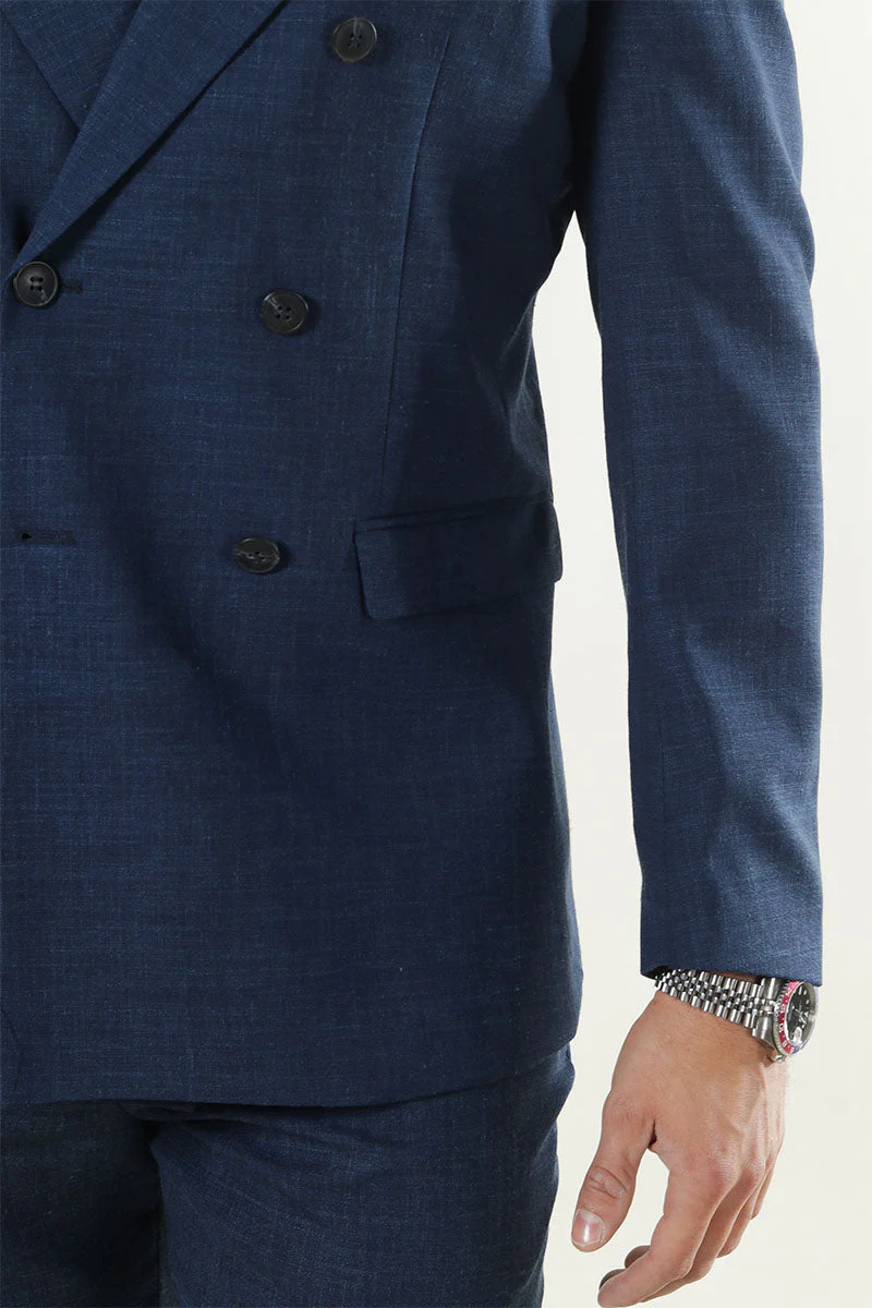 Selected Oasis Linen DB Blazer Dark Navy - Image 4