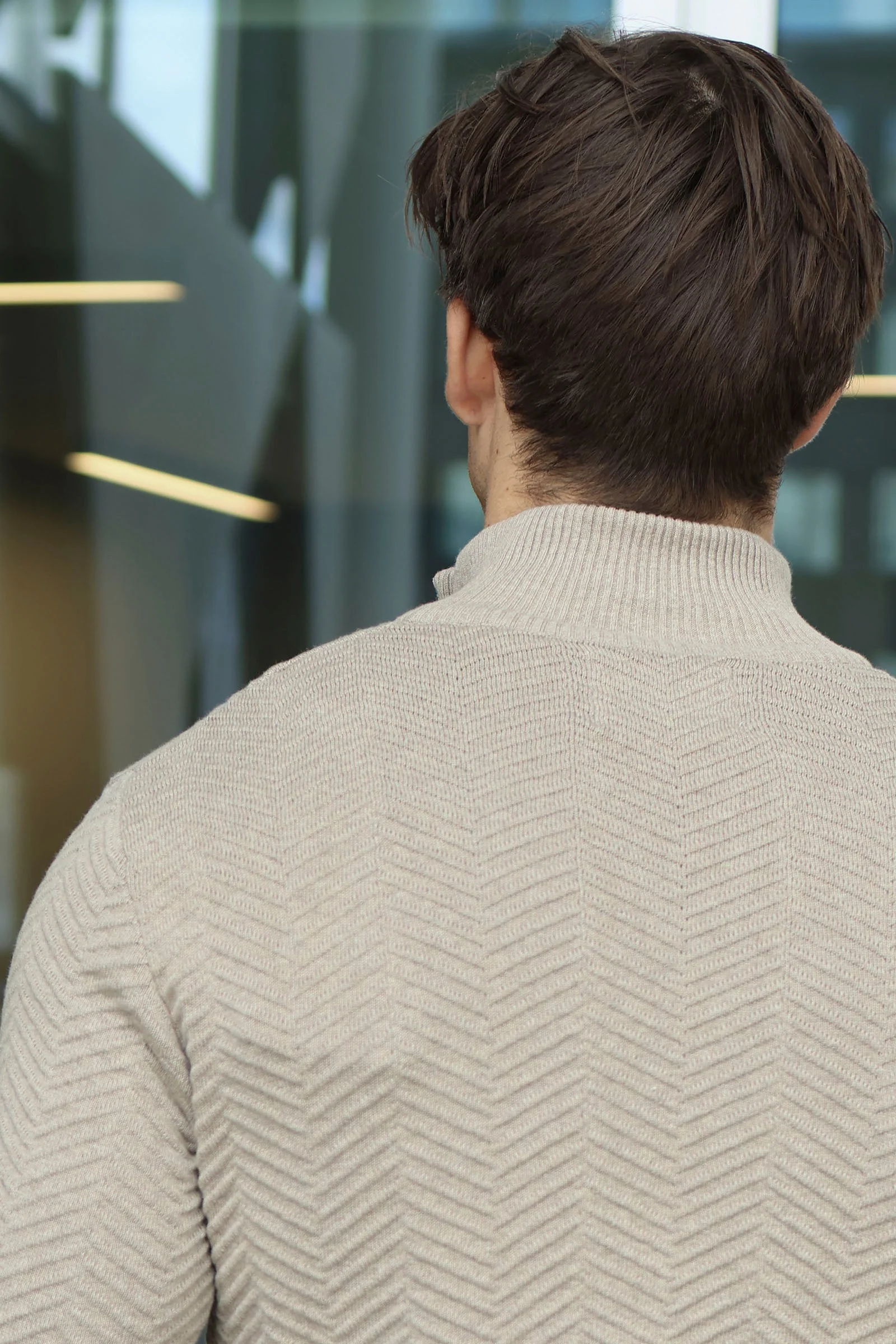 Kronstadt Carlo Cotton half zip knit Sand mix - Image 4