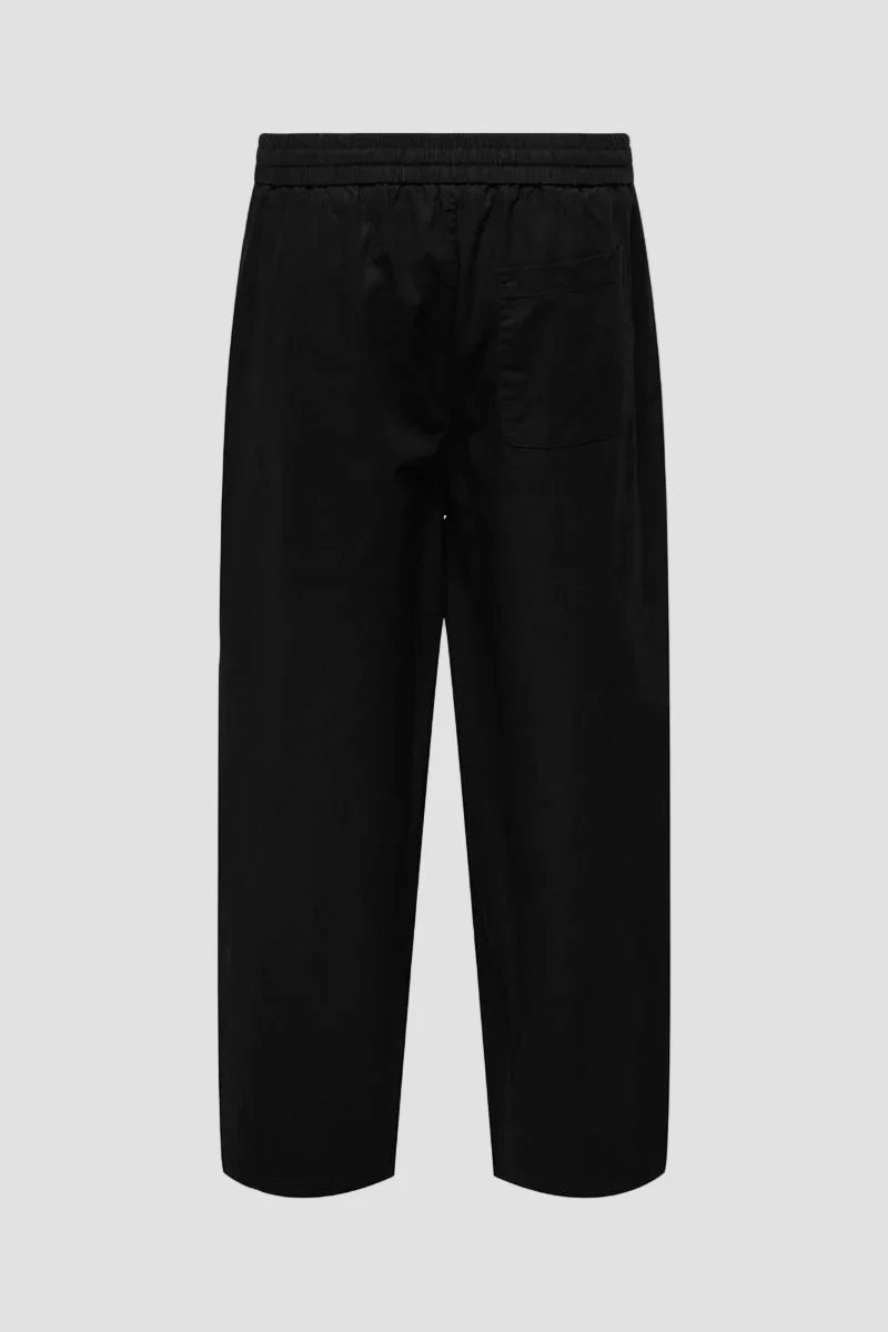Only & Sons Daves Wide Cotton Linen Pants 0007 Jet Black - Image 4