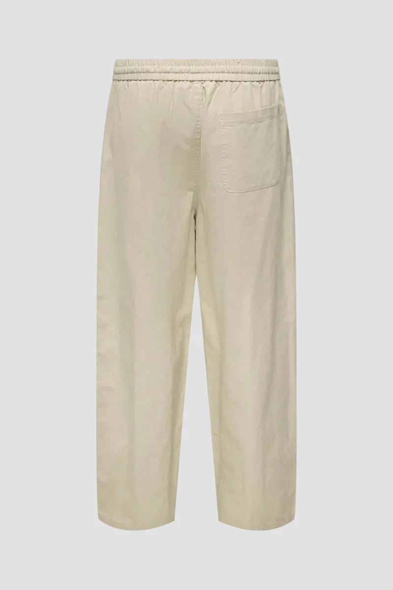 Only & Sons Daves Wide Cotton Linen Pants 0007 Silver Lining - Image 5