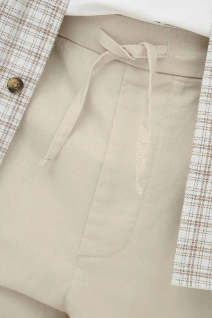 Only & Sons Daves Wide Cotton Linen Shorts 0007 Silver Lining - Image 5
