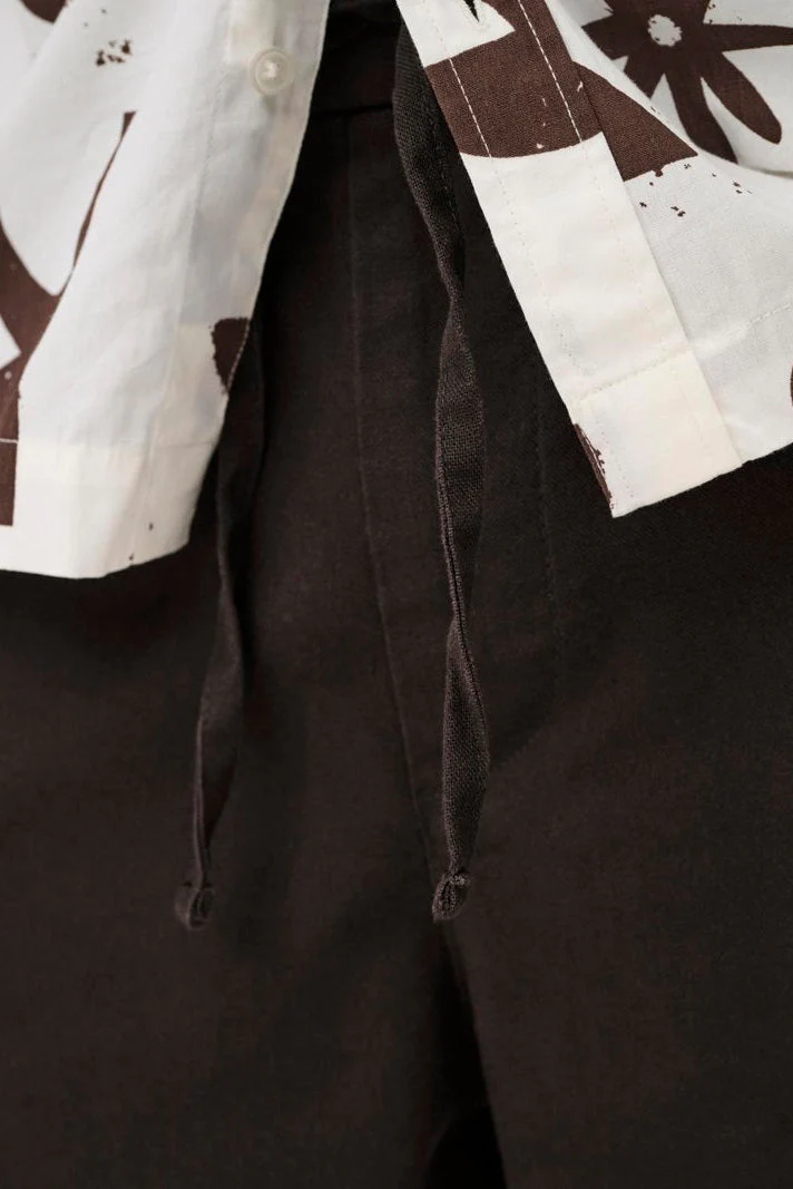 Only & Sons Daves Wide Cotton Linen Shorts 0007 Coffee Bean - Image 4