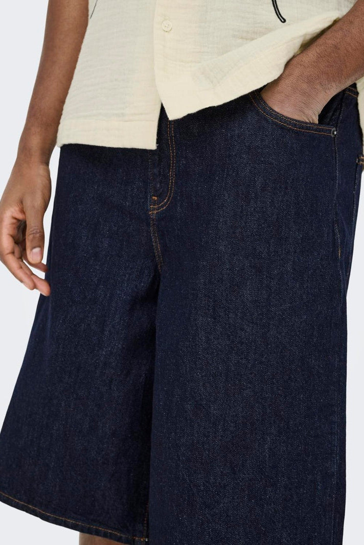 Only & Sons Carl Balloon Fit Shorts 6916 Dark Blue Denim - Image 4