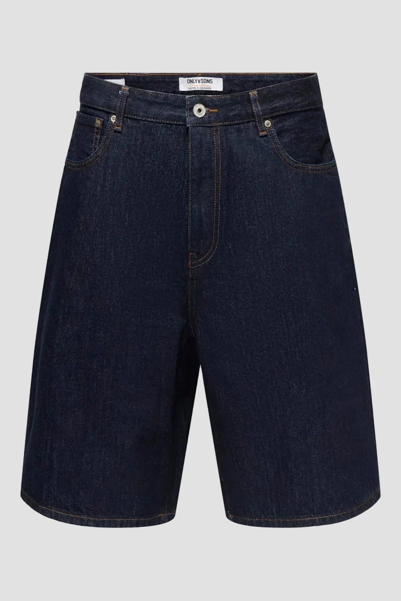 Only & Sons Carl Balloon Fit Shorts 6916 Dark Blue Denim - Image 6