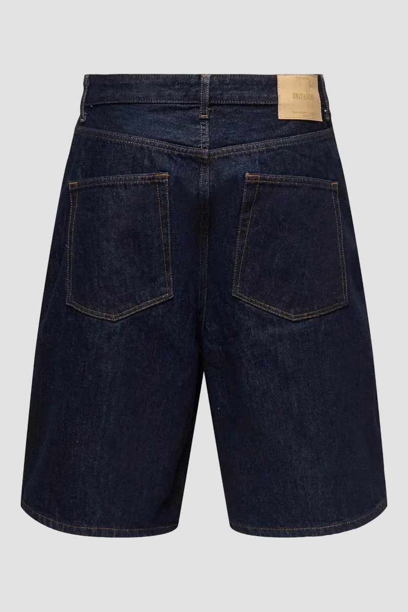 Only & Sons Carl Balloon Fit Shorts 6916 Dark Blue Denim - Image 7