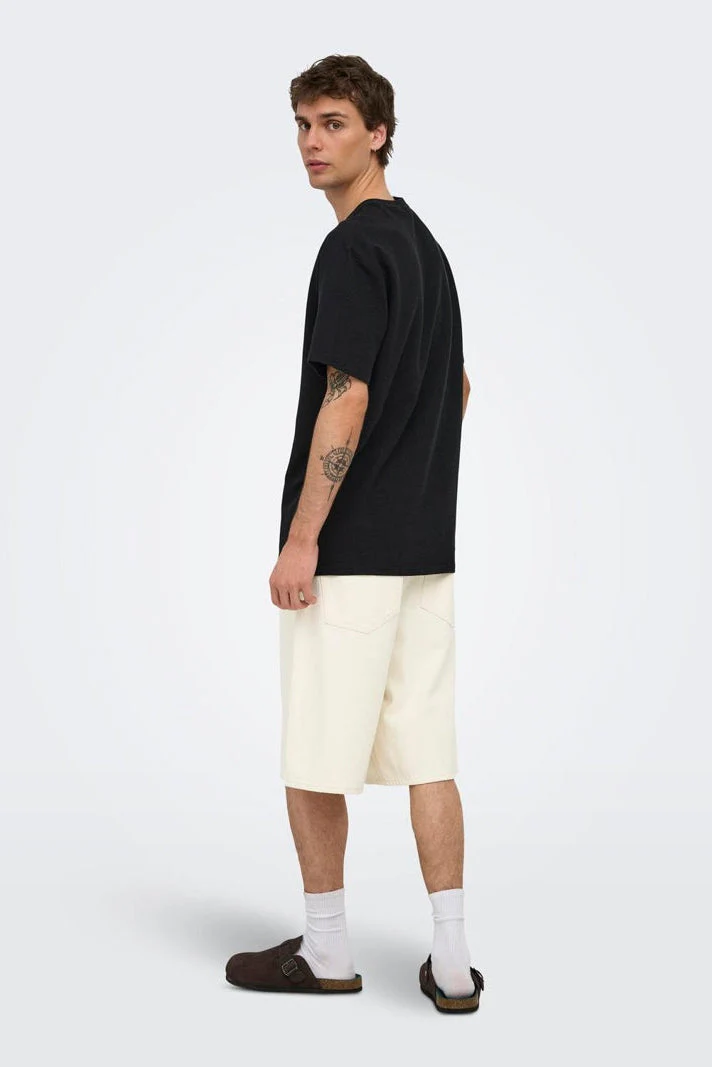 Only & Sons Carl Balloon Ecru 4145 Denim Shorts - Image 3