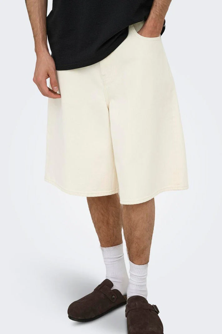 Only & Sons Carl Balloon Ecru 4145 Denim Shorts - Image 5