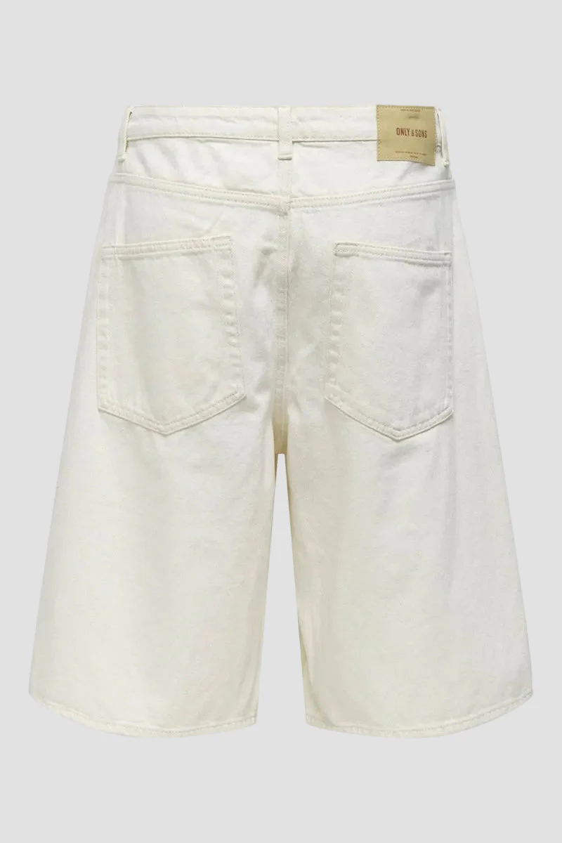 Only & Sons Carl Balloon Ecru 4145 Denim Shorts - Image 7