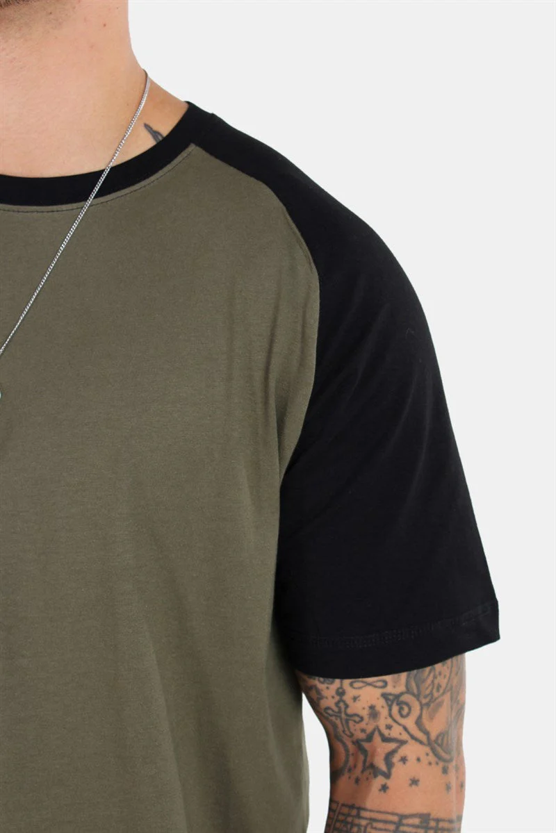 Basic Brand Raglan T-shirt New Army/Black - Image 2