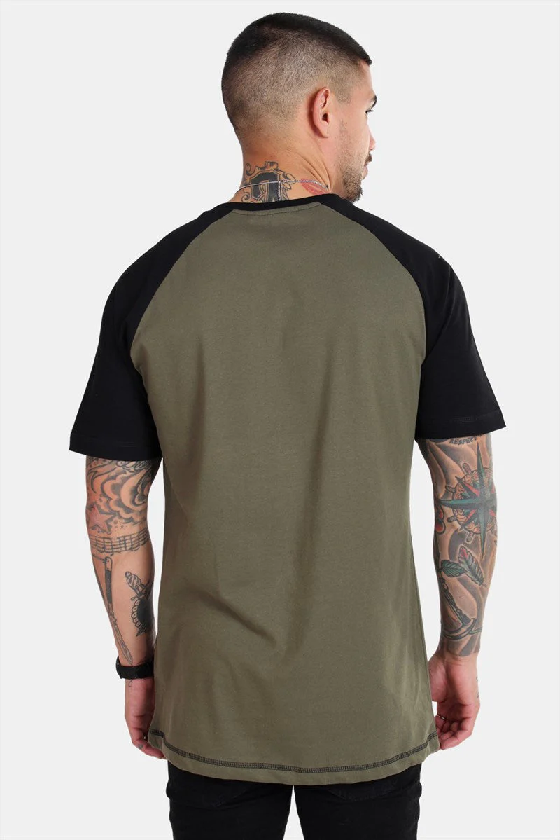 Basic Brand Raglan T-shirt New Army/Black - Image 3