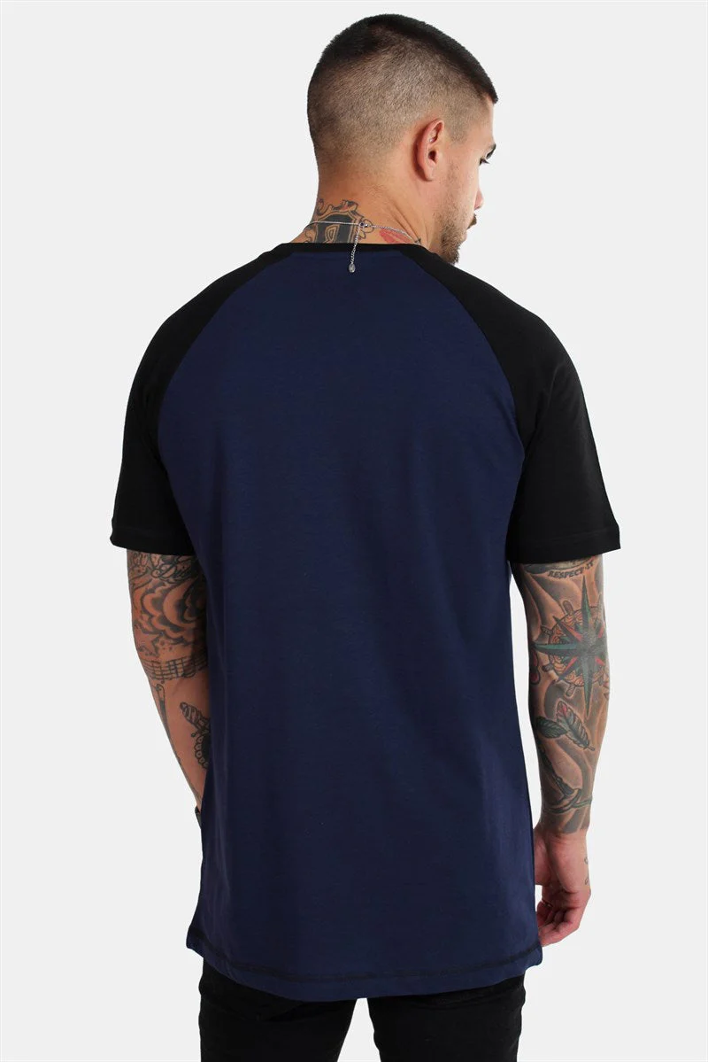 Basic Brand Raglan T-shirt Blue Navy/Black - Image 2