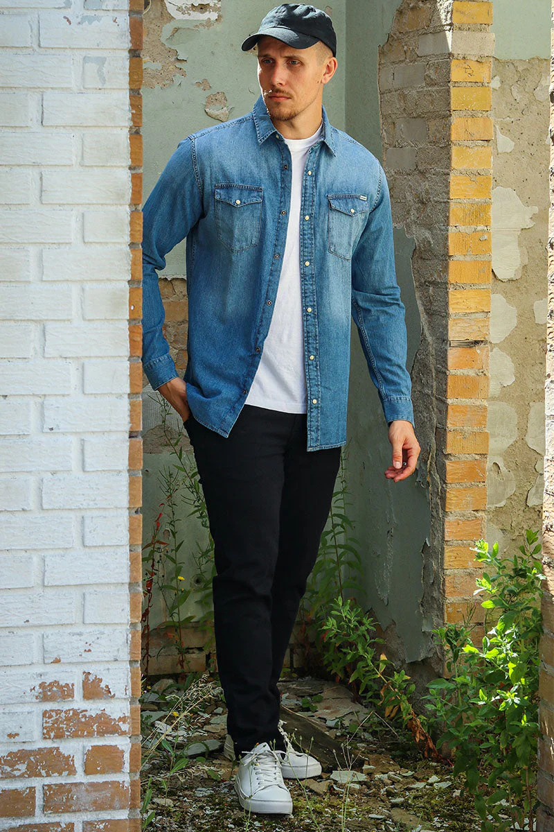 Jack & Jones SHERIDAN SHIRT L/S Medium Blue Slim - Image 2