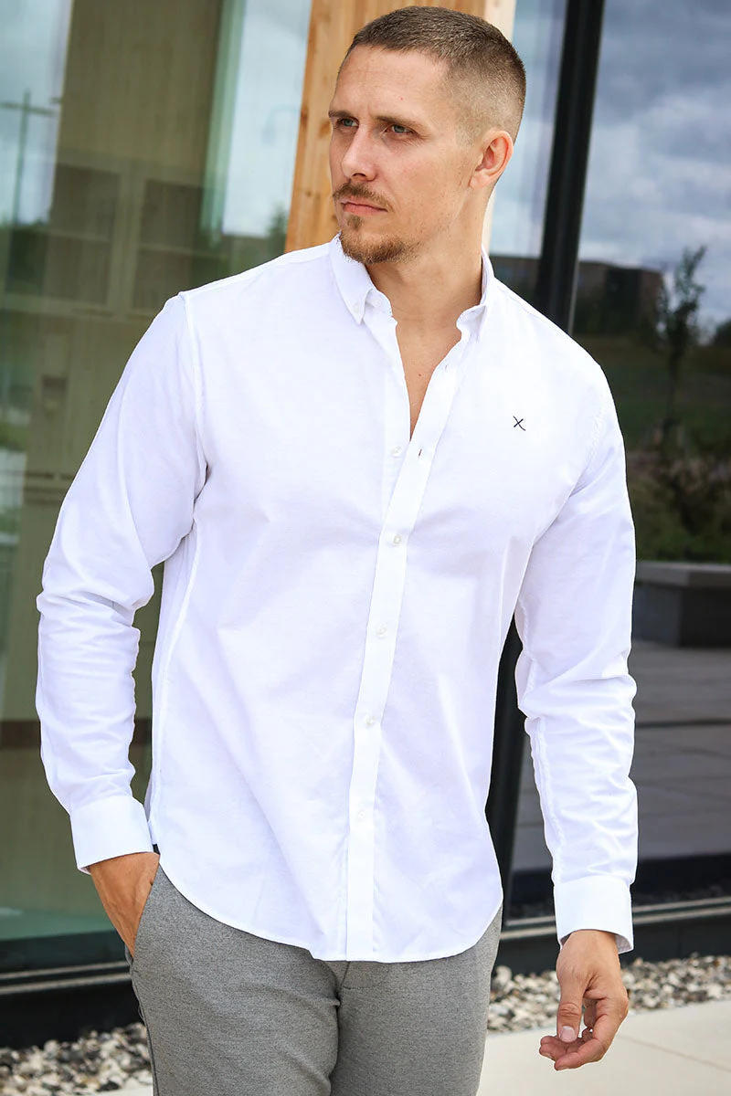 Clean Cut Copenhagen Oxford Stretch Plain L/S White - Image 3