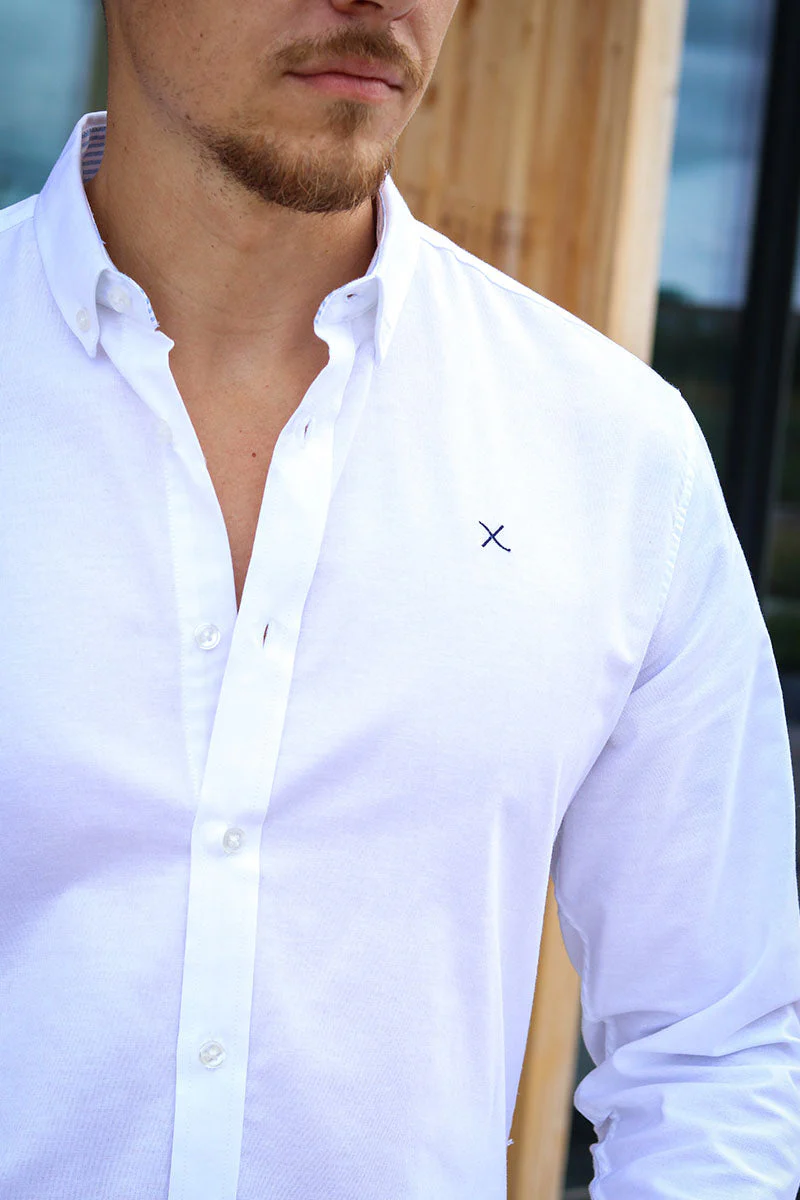 Clean Cut Copenhagen Oxford Stretch Plain L/S White - Image 4