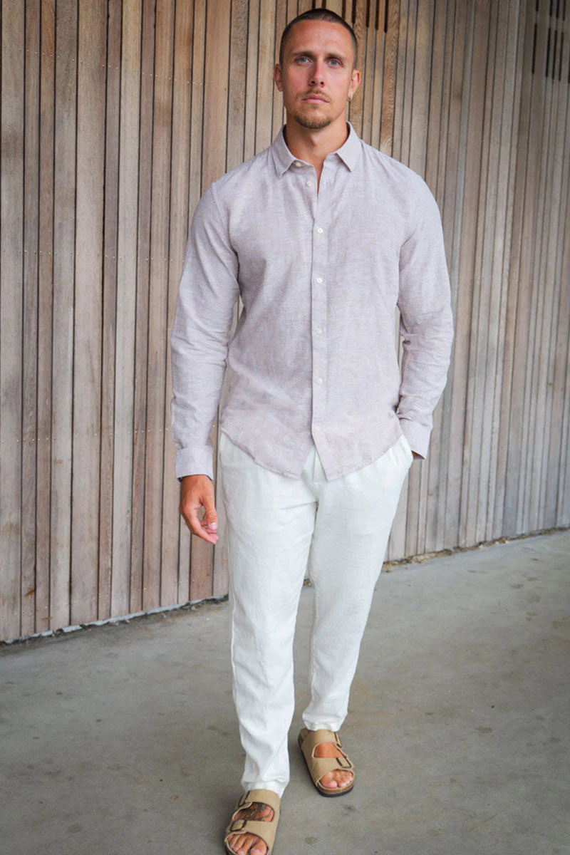 ONLY & SONS Caiden LS Linen Shirt Chinchilla - Image 2