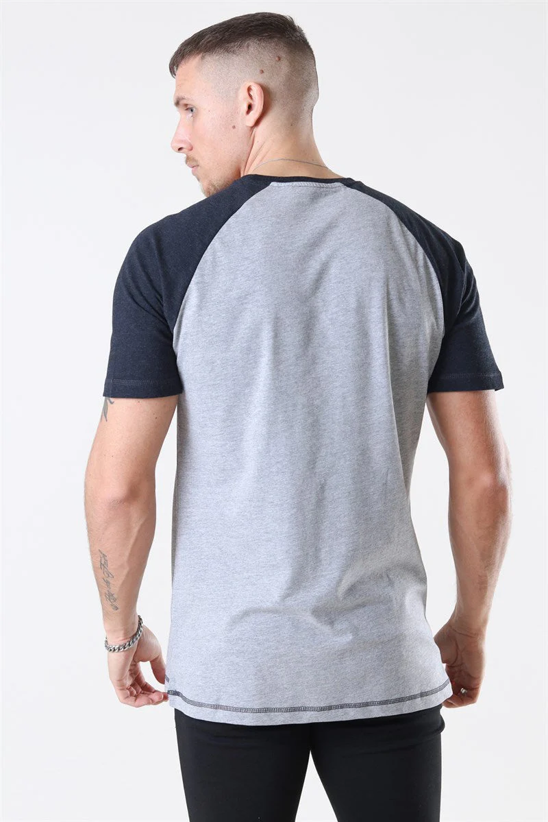Basic Brand Raglan T-shirt Oxford Grey/Heather Black - Image 3