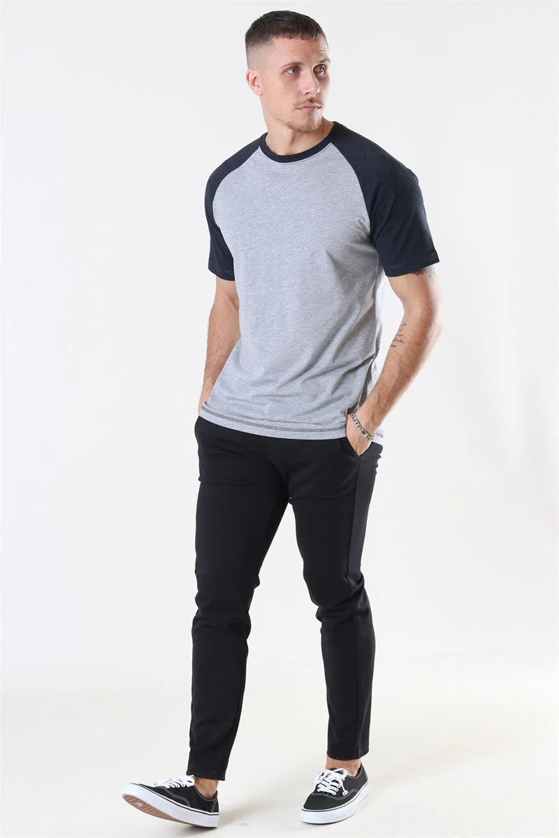 Basic Brand Raglan T-shirt Oxford Grey/Heather Black - Image 4
